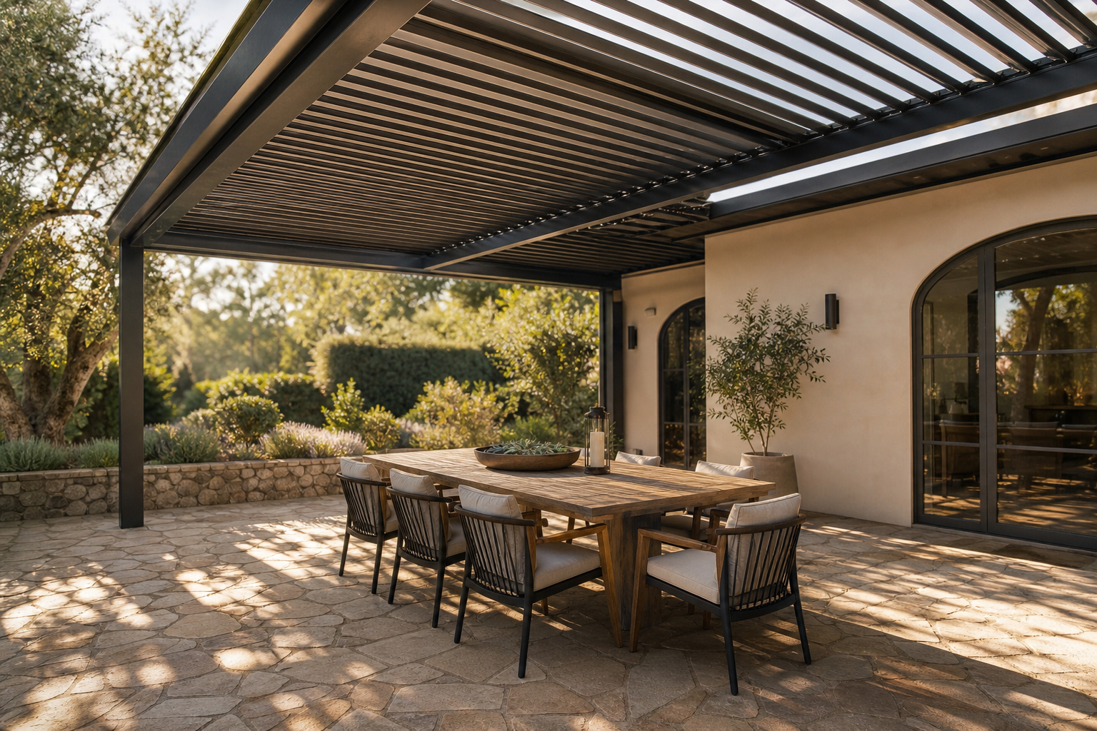Pergola bioclimatique sur terrasse